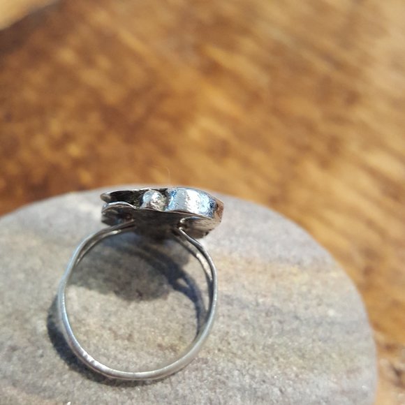 Navajo Old Pawn.925 Turquoise MOP Signed IP Ring - Picture 3 of 11